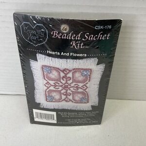Cross My Heart Cross‎ Stitch Kit CSK-176 Beaded Sachet Kit Hearts And Flowers